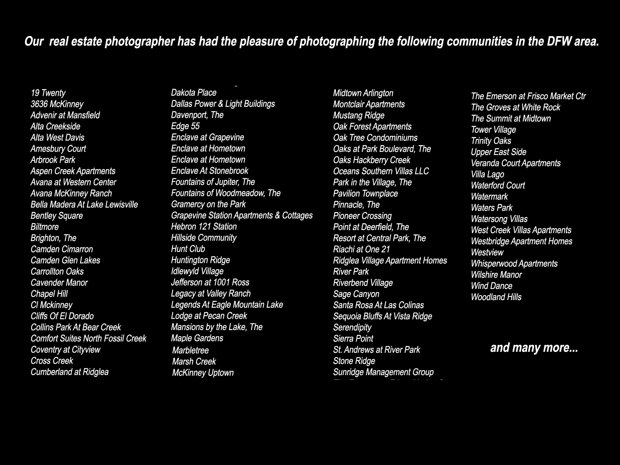 Apartment Community Photographers DFW